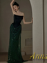 Shop 2024 ANNAKOO Dark Green Velevt Sequin Trumpet Mermaid Prom Dress Under 149