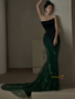 Shop 2024 ANNAKOO Dark Green Velevt Sequin Trumpet Mermaid Prom Dress Under 149