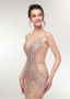 Jewel Coral Long Beading See Through Mermaid Evening Dress