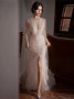 Shop 2024 ANNAKOO Halter Lace Trumpet Mermaid Tulle Wedding Dress With Slit Under 269