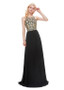 Chiffon Jewel Black Appliques Lace Up A-line Prom Dress
