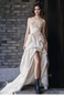 Shop 2024 ANNAKOO Satin Sweetheart Flower High Low Champagne Wedding Dress  Under 169