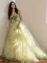 Shop 2024 ANNAKOO Green Flowers A Line Tulle Strapless Prom Dress Under 158