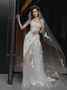 Shop 2024 ANNAKOO Strapless Trumpet Mermaid Satin Lace Flower Wedding Dress Under 269
