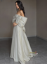 Shop 2024 ANNAKOO A Line Ruched Satin Off The Shoulder Wedding Dress Under 159