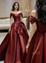 Shop 2024 ANNAKOO Off The Shoulder Burgundy Ball Gown Bow Prom Dress Under 189