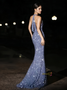 Shop 2024 ANNAKOO V Neck Sequin Blue Trumpet Mermaid Prom Dress Under 159