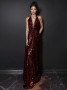 Shop 2024 ANNAKOO Burgundy Sequin A Line Beading Prom Dress Under 159