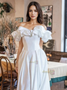 Shop 2024 ANNAKOO White Satin A Line Off The Shoulder Wedding Dress Under 149