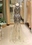 Tulle Jewel Long Blue And Champagne Mermaid Prom Dress 
