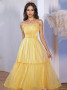 Shop 2024 ANNAKOO Spaghetti Straps Yellow Tulle Homecoming Dress Under 98