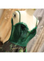 Embroidery Satin Spaghetti Straps Long Green Prom Dress