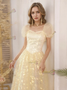 Shop 2024 ANNAKOO Short Sleeve Sweetheart Yellow Sequin Prom Dress Under 135