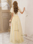 Shop 2024 ANNAKOO Short Sleeve Sweetheart Yellow Sequin Prom Dress Under 135