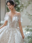 Shop 2024 ANNAKOO Short Sleeve Beading Appliques Tulle A Line Wedding Dress Under 389