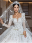 Shop 2024 ANNAKOO Luxury Beading Sparkle A Line Long Sleeve Wedding Dress Under 398