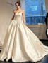 Shop 2024 ANNAKOO Strapless Satin A Line Lace Sheer Wedding Dress Under 289