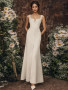 Shop 2024 ANNAKOO Simple Straps Satin Strapless A Line Wedding Dress With Slit Under 139