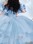 Shop 2024 ANNAKOO Puffy Sleeve Light Blue Ruffles Ball Gown Prom Dress Under 298