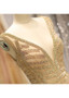 Tulle V-neck Neckline Floor-length Gold Beading Luxury  Mermaid Evening Dress 