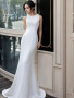 Shop 2024 ANNAKOO Scoop Flower Trumpet Mermaid Satin Wedding Dress Under 169