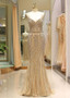  Tulle Spaghetti Straps Neckline Black Floor-length Beading  Mermaid Prom Evening Dress 