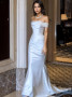Shop 2024 ANNAKOO Off The Shoulder Satin Ruched Trumpet Mermaid Wedding Dress Under 159