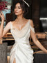 Shop 2024 ANNAKOO Satin Beading Cold Sleeves A Line Wedding Dress With Slit Under 178