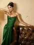 Shop 2024 Dark Green Ruched Satin Sheath Column Prom Dress Under 129