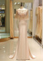 Tulle Scoop Neckline Floor-length Long Pink Mermaid Prom Evening Dress