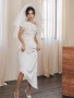 Shop 2024 ANNAKOO Satin One Shoulder Ruched Sheath Column Wedding Dress Under 98