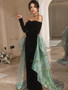 Shop 2024 ANNAKOO Green Long Sleeve Floor Length Spandex Prom Dress Under 148