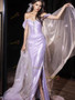 Shop 2024 ANNAKOO  Lilac Long Sleeve Trumpet Mermaid Prom Dress With Slit Under 165
