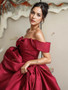 Shop 2024 ANNAKOO Burgundy Off The Shoulder Bow Satin Prom Dress Under 169