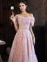 Shop 2024 ANNAKOO Sparkle Off The Shoulder Tulle A Line Prom Dress Under 149