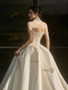 Shop 2024 ANNAKOO Off The Shoulder Satin Beading A Line Wedding Dress With Slit Under 298