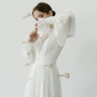 Shop 2024 ANNAKOO Long Sleeve Sheer Chiffon Pleats A Line Wedding Dress Unde 189