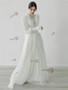 Shop 2024 ANNAKOO Long Sleeve Sheer Chiffon Pleats A Line Wedding Dress Unde 189