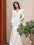 Shop 2024 ANNAKOO Long Sleeves Trumpet Mermaid Satin Button Wedding Dress Under 159