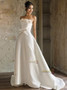 Shop 2024 ANNAKOO Satin A Line Bow Strapless Sweep Train Wedding Dress Under 189