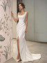 Shop 2024 ANNAKOO Square A Line Satin Draped Wedding Dress With Slit Under 159