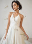 Shop 2024 ANNAKOO Halter Satin A Line Bow White Wedding Dress Under 169