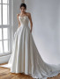 Shop 2024 ANNAKOO Sweetheart Button Flower Satin A Line White Wedding Dress Under 198