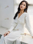 Shop 2024 ANNAKOO Long Sleeve V Neck A Line White Wedding Dress With Slit Under 189