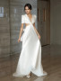 Shop 2024 ANNAKOO Satin Short Sleeve V Neck Backless White Wedding Dress Under 159