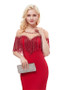 Satin Bateau Long Red Satin Mermaid Prom Evening Dress