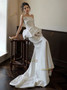 Shop 2024 ANNAKOO  Strapless Sheath Column Satin Ruched Shwal Wedding Dress Under 179