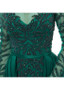 Satin Bateau Neckline Green Long Sleeve A-line Formal Dress
