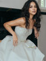 Shop 2024 ANNAKOO Strapless Tulle A Line Satin Ruched Beading Wedding Dress Under 298