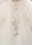 Tulle Off-the-shoulder Gold Appliques Ball Gown Wedding Dress